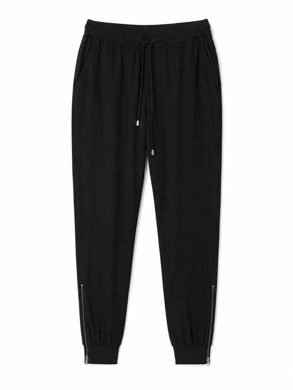 Splendid Black 100% Rayon Drawstring Jogger Pants Zip Ankle Lightweight Size S